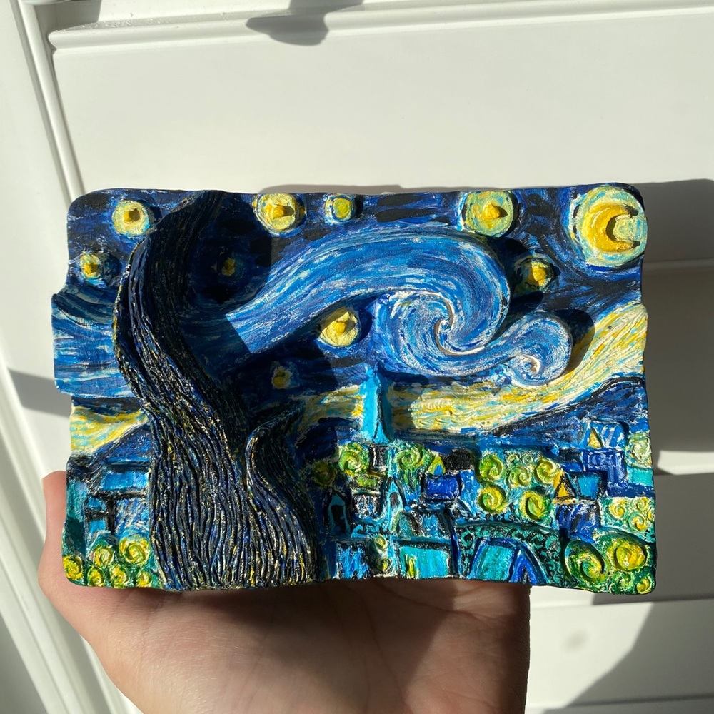 Starry starry night clay sculpture